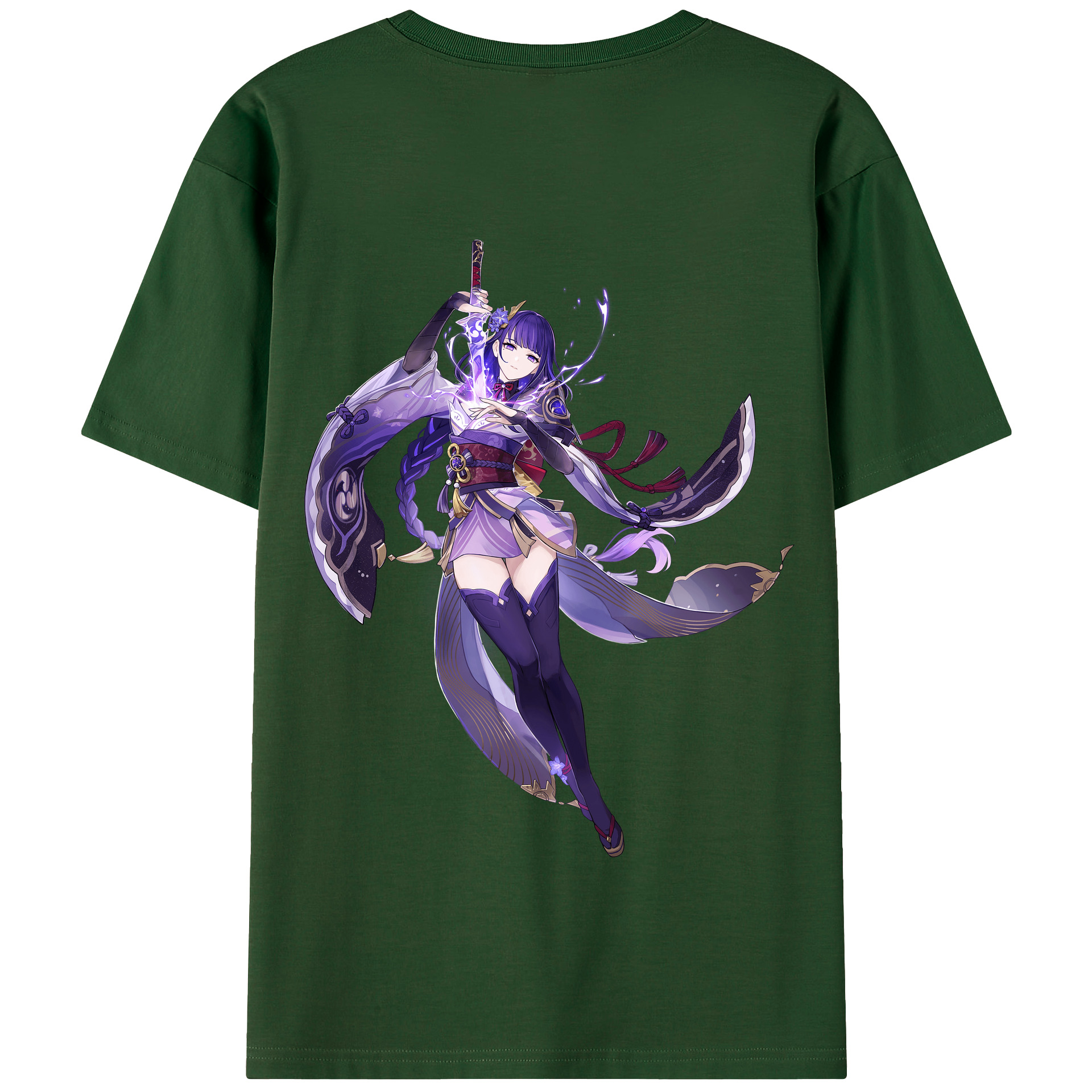 げんし神 雷電将軍 らいでんしょうぐん genshin Raiden Shogun 綿100％半袖Tシャツ（背面プリント）